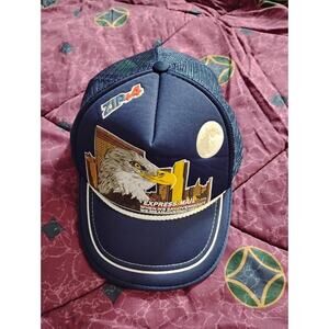 Vintage USPS Express Mail Next Day Service Rope Mesh Back Trucker Hat Eagle Moon